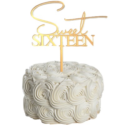 Topo Sweet Sixteen Acrílico Dourado