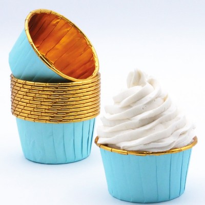 Formas Cup Cakes Azul e Dourado Forneáveis