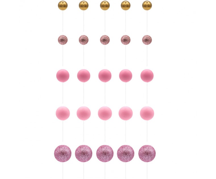 Conjunto 50 Esferas Rosa & Ouro
