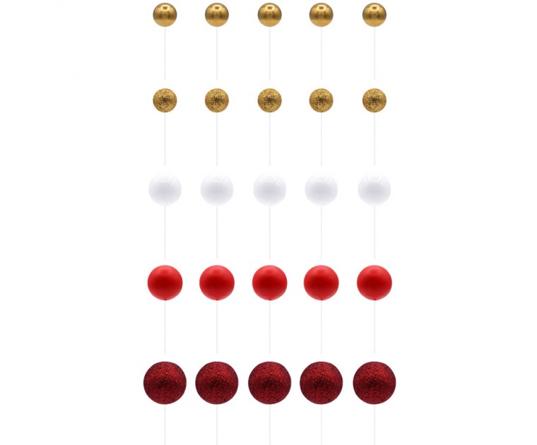 Conjunto Esferas Vermelho & Ouro