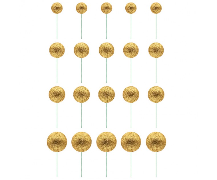 Conjunto 20 Esferas Glitter Ouro