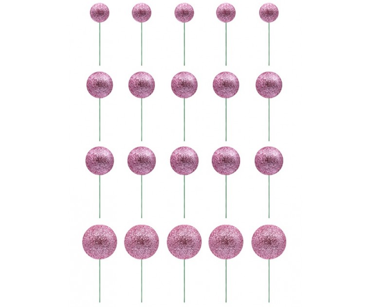 Conjunto 20 Esferas Rosa Glitter