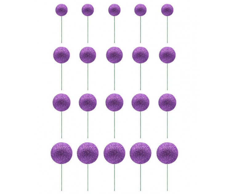 Conjunto 20 Esferas Glitter Violeta