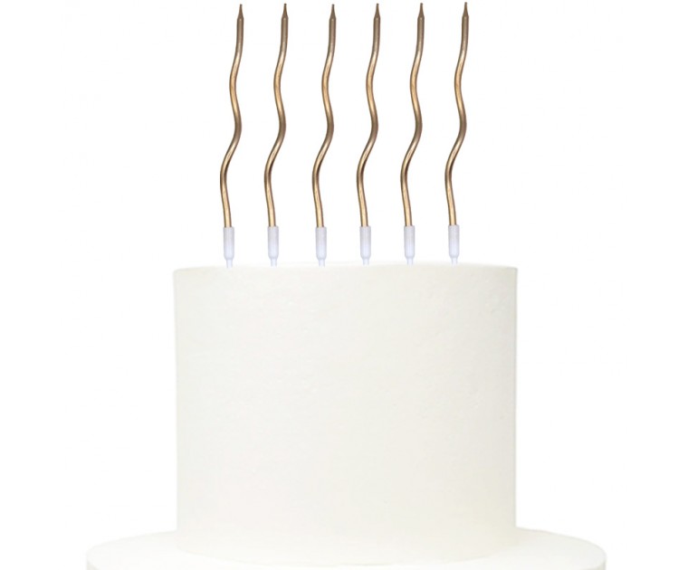 6 Velas Retorcidas Bronze 14 cms