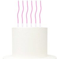 6 Velas Retorcidas Rosa Claro 14 cms