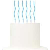 6 Velas Retorcidas Azul Claro 14 cms