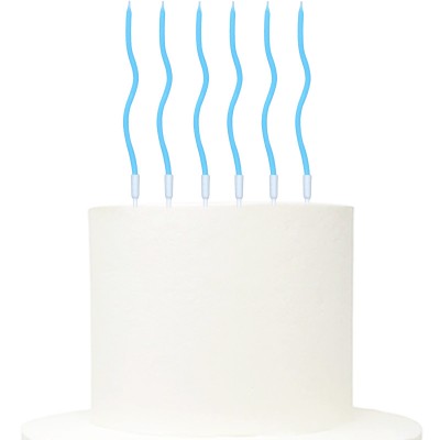 6 Velas Retorcidas Azul Claro 14 cms