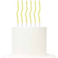 6 Velas Retorcidas Amarelo 14 cms