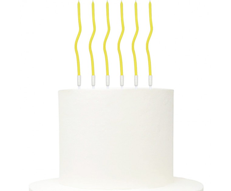 6 Velas Retorcidas Amarelo 14 cms
