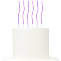6 Velas Retorcidas Lilás 14 cms