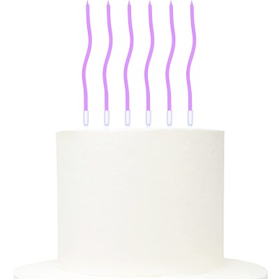 6 Velas Retorcidas Lilás 14 cms