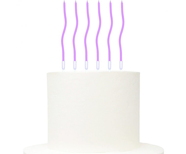 6 Velas Retorcidas Lilás 14 cms
